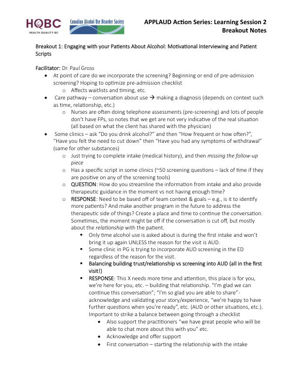 APPLAUD Learning Session 2 Breakout Notes Thumbnail