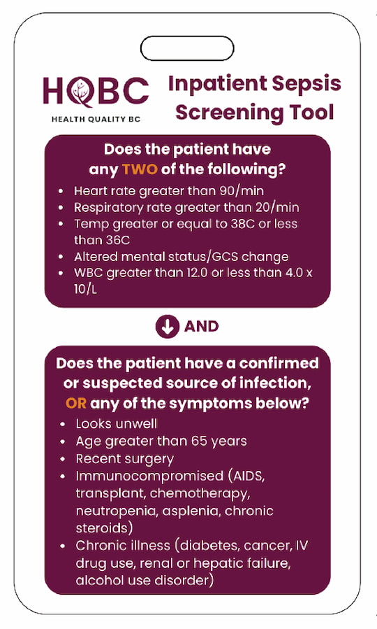 Health Quality BC Inpatient Sepsis Lanyard Card Thumbnail Cover